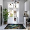 Forest Landscape Painting Area Rug,Flowers Moon Low Pile Machine Washable Rugs Mat for Living Room Bedroom 3D Print Decor Carpet