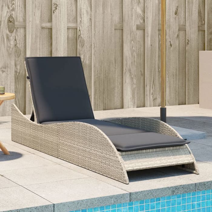 VidaXL Chaise Longue with Cushions, Daybed with Adjustable Backrest, Sunbed, Outdoor Garden Furniture, Modern, 368283