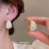 Diamond dripping flower C-shaped ear buckle French retro temperament earrings light luxury high-end earrings design sense niche