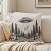 UFO Cow Sci Fi Aesthetic Forest Pillow Case Double-Sided Plush Sofa Cushion Covers Organic Breathable Invisible Zipper