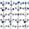 3pcs /Lot Blue Enamel Globe Charms Beads Star Pendant Fit Diy Brand Charm Bracelets Necklaces For Women Fashion Jewelry Making