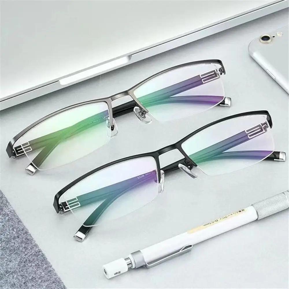 Half Frame Myopia Glasses Anti Blue Light Men's Commercial Glasses Finished Myopia Glasses Eye Protection with Diopter -1.0~6.0