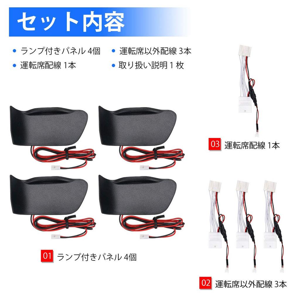 BUYFULL Prius 50 Series and Late Door Handles with Illuminated Blue Inner Handles and LED Adds Atmosphere and Dresses Custom Easy Installation with No