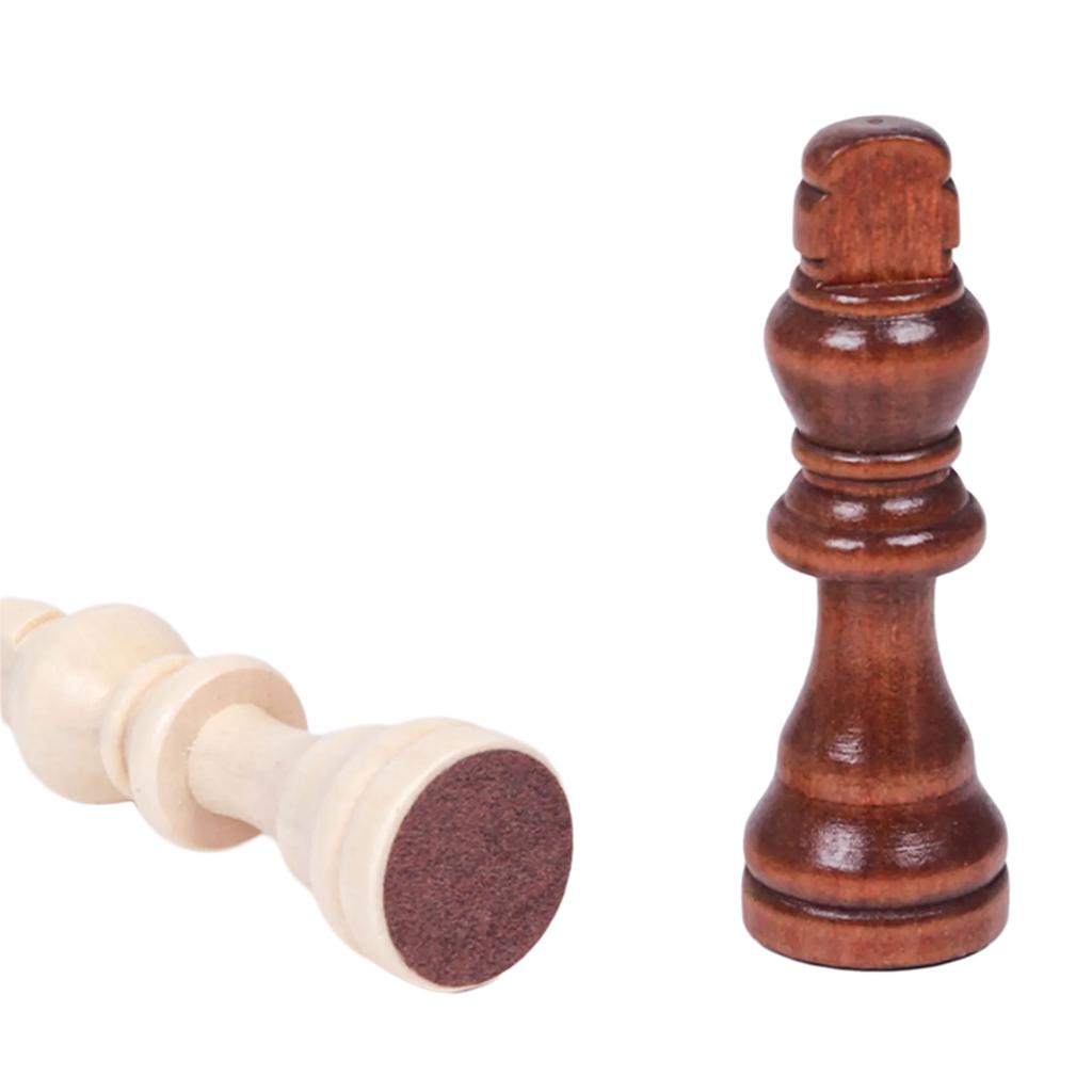 32Pcs Hand Carved Wooden Chess Pieces Portable Tournament Chessmen International Chess Figures for Chess Board Game