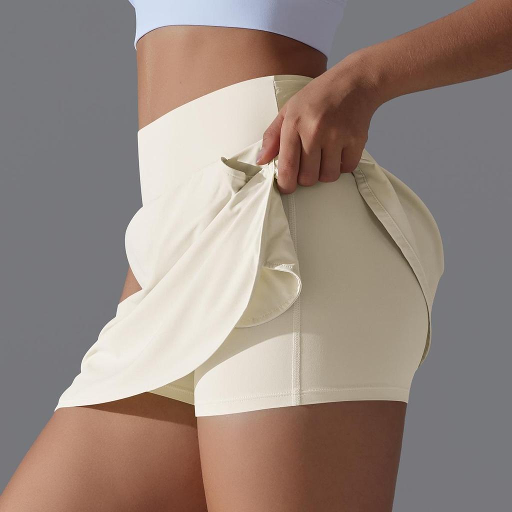 Women Yoga Short Skirts With Porkets Elastic Slim High Waist Sports Skirts Black Summer Hot Girl Skirts