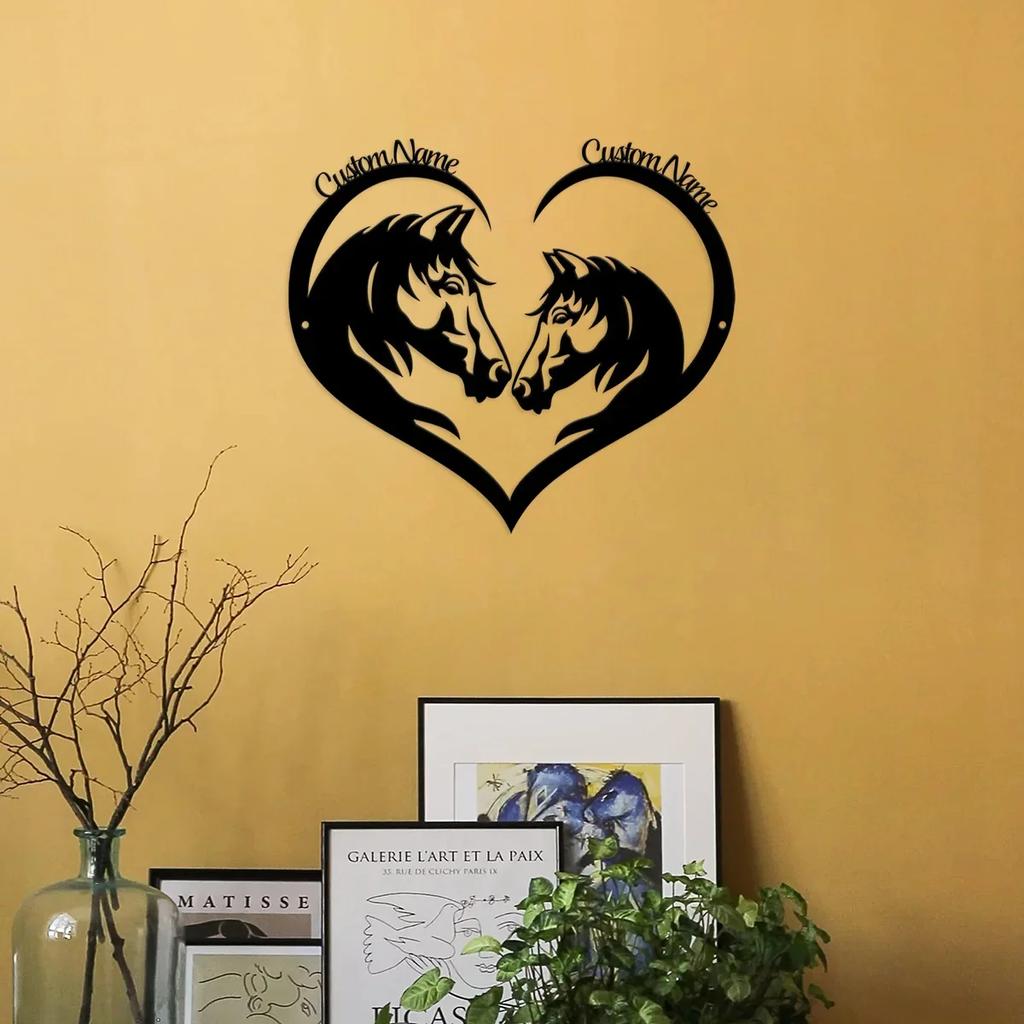 Personalized Horse Couple Metal Wall Art Western Sign Country Home Decor Equestrian Gift