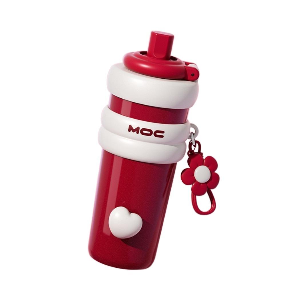 With Flower Pendant Straw  Vacuum Cup 750ml Thermos Water Bottle Portable Insulated Cup  Car