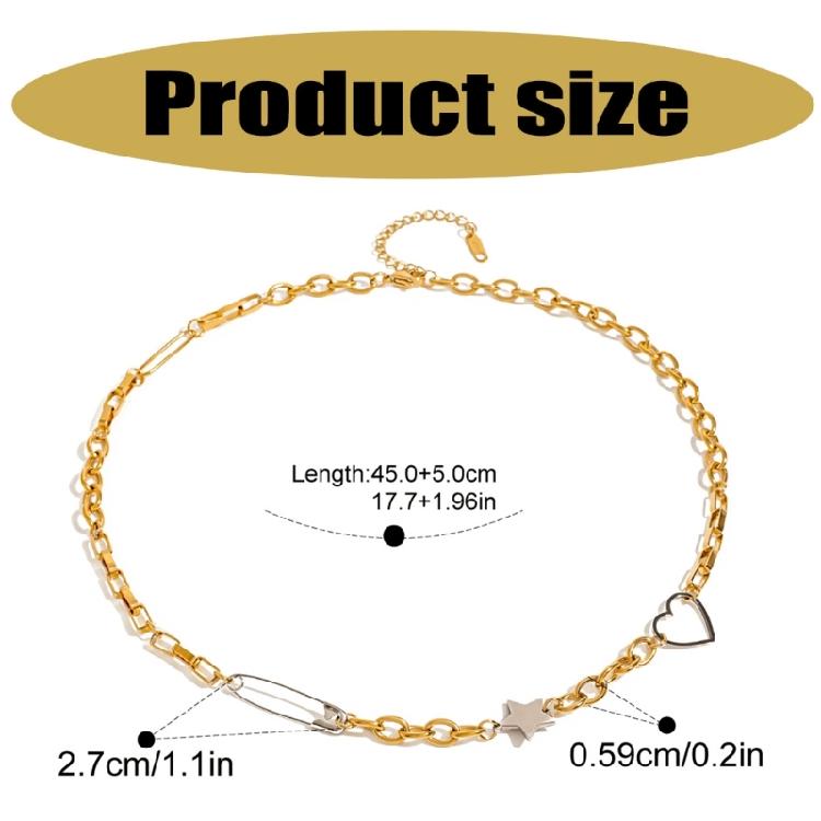 Stylish Stainless Steel Necklace Adjustable Neck Jewelry Featuring Five-pointed Star and Love Heart for Special Occasion