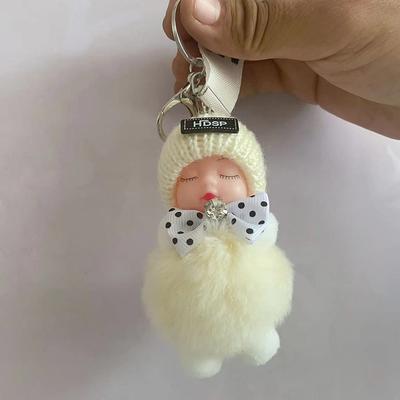 Śpiące Dziecko Brelok Słodki Puszysty Pluszowy Lalka Breloczki Torba Dekoracja Samochody Brelok Prezent