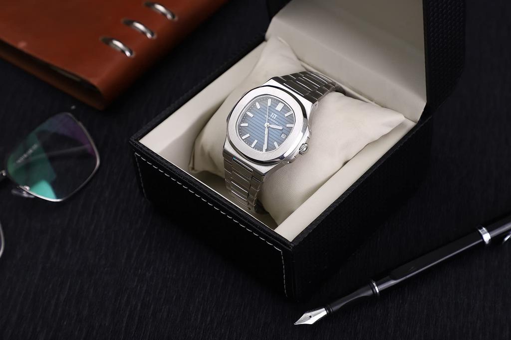 HAMAYOTA Uhr mit Automatik, Edelstahl, Datum und Wasserdichtigkeit, Herrenuhr im Nautilus-Stil, Japanisches Uhrwerk, Stahl, Anzeige,