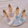 Girls' Rhinestone Princess Heels - 2025 Autumn Collection: Comfortable Soft Sole Shoes with Flower Crystal Design