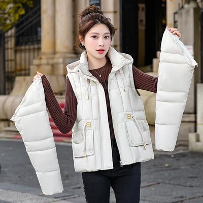 New Down Cotton-padded Jacket with Detachable Sleeves In Autumn and Winter Korean Short Waistcoat and Loose Vest Coat.