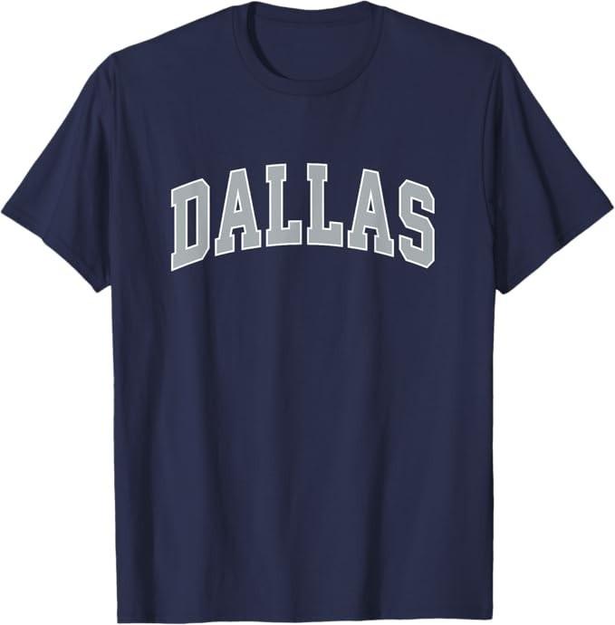 Dallas - Throwback Design Print - Classic Fit Blue Cotton 100% T-Shirt - Small