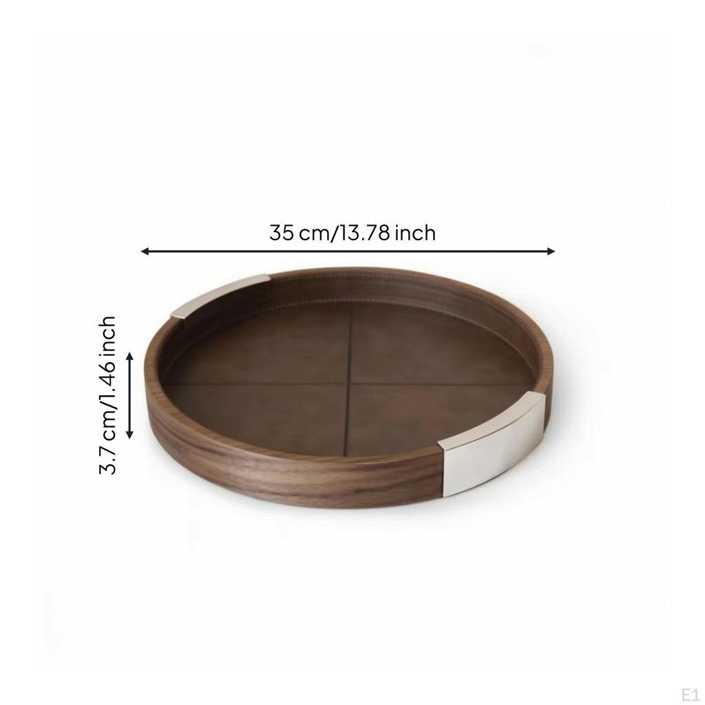 Walnut Wood Tray Minimalist with Raised Rims Upscale Platter for Tea Service, Coffee Table
