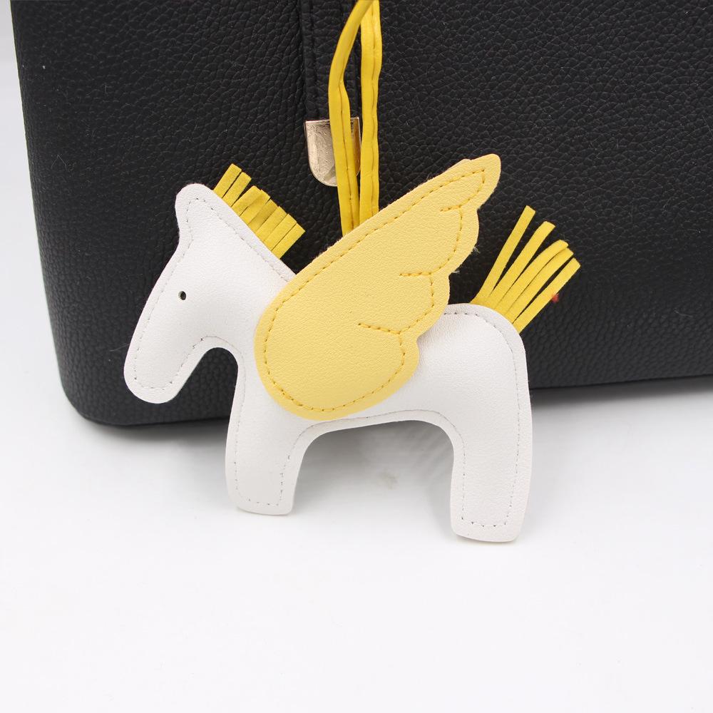 Pegasus Charm Tassel Keychain: Faux Leather Pony Backpack Accessory