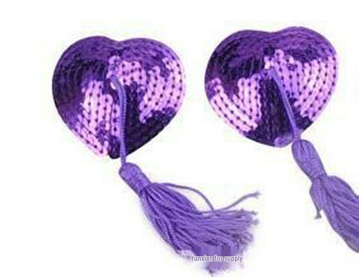 Heart-Shaped Sequin Tassel Nipple Pasties - Seamless Lingerie Accessories