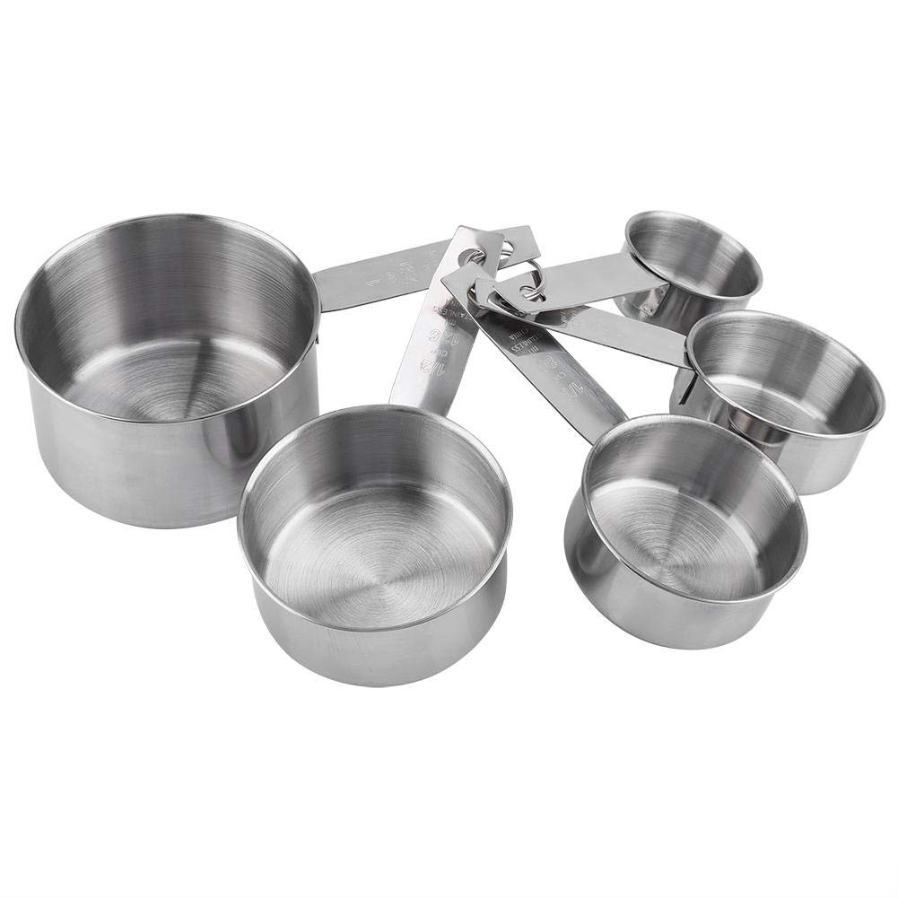 5-Piece Measuring Cup Set: Measuring Cups, Spoons, and Baking Tools with Handles. Stainless Steel, Corrosion Resistant, Rustproof, Suitable for