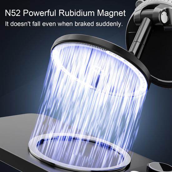 Magnetic Car Phone Holder Black Vacuum Suction Mount 360 Degrees Rotatable & Strong