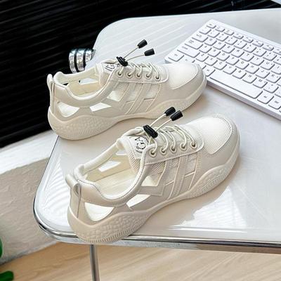 Fashion Trendy Sports Women's Shoes 2024 Summer New Hollow Breathable Thick Sole Anti Slip Casual Vulcanized Mesh Shoes Zapatos De Mujer
