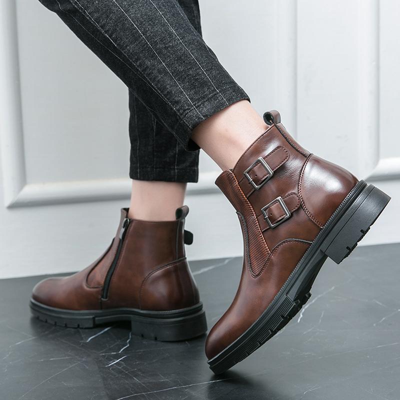 Módní pánské boty 2024 Módní značka Pohodlné kotníkové boty pro muže Univerzální Chelsea boty Boční zip Pánské vysoké vycházkové boty