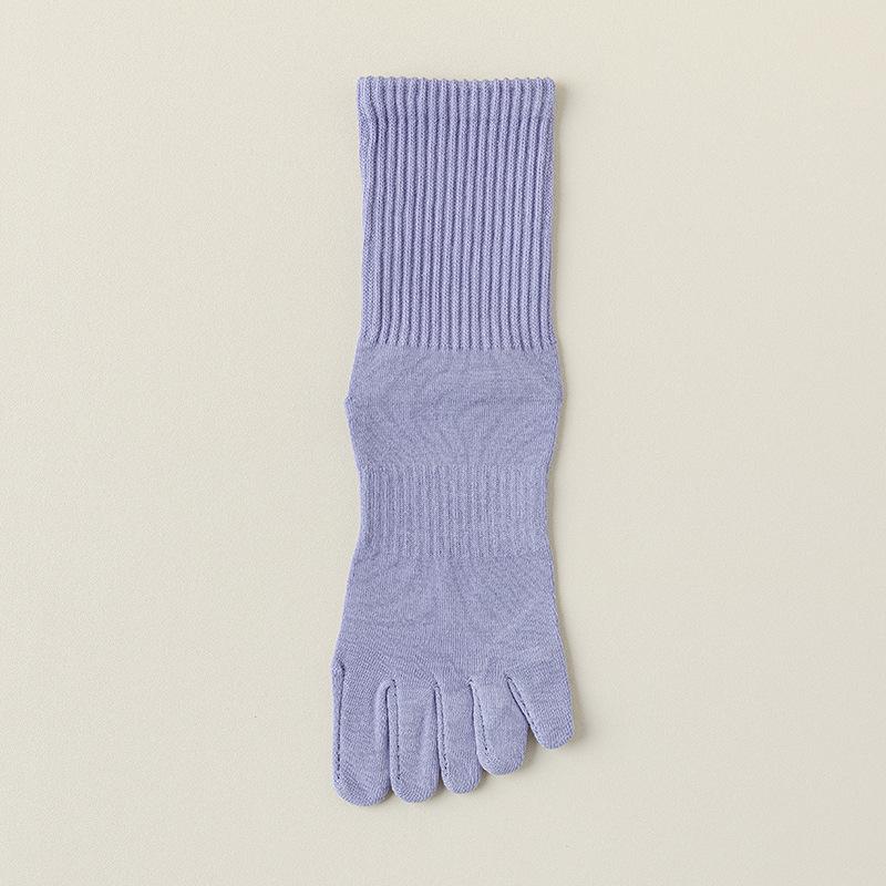 

Женские весенне-осенние носки из чистого хлопка, не скатывающиеся, бесшовные, средней длины до середины икры, с пятью пальцами 1 pair фиолетовый