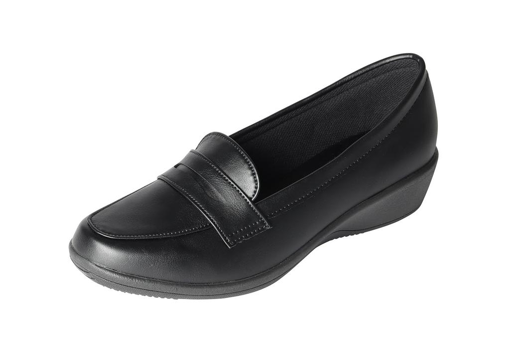 Pansy 4936 Rain Step Rain 3E Waterproof and Size Smooth Black Shoes, Women's Loafers, Antibacterial, 24.0cm,