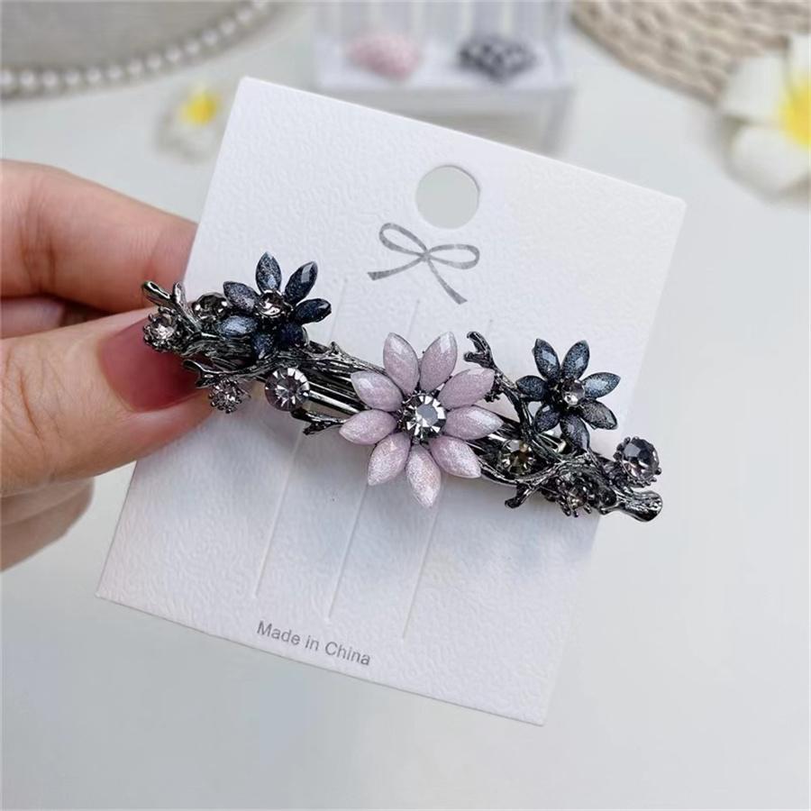 New Korean Colorful Crystal Butterfly Spring Hairpin Zircon Alloy Top Clip Horizontal Clip Elegant Women's Fashion Hair Jewelry