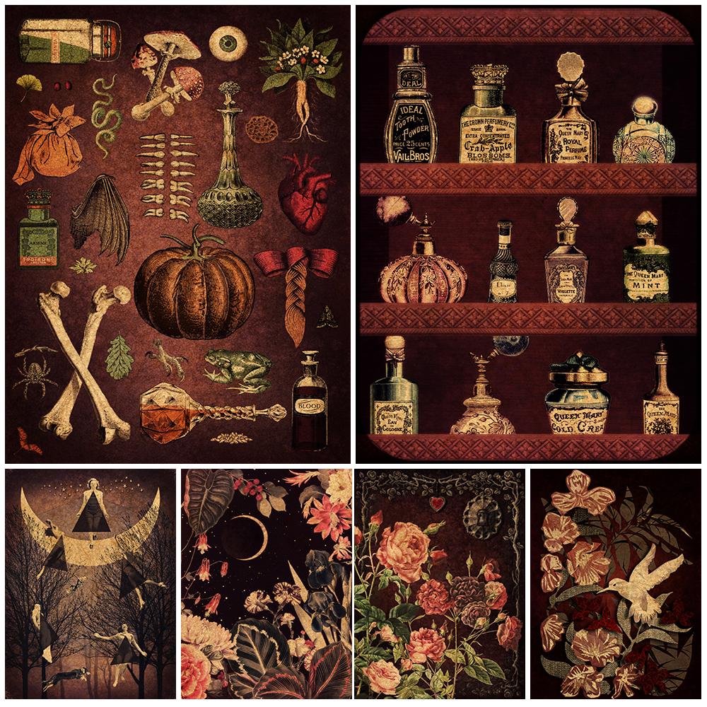 

Стимпанк Ведьма Секретный Сад Винтаж Настенное Искусство Холст Картина Волшебные Волшебные Принадлежности Гостиная