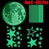 Luminous Wall Stickers Baby Kids Bedroom Home Decor Moon Stars Luminous Fluorescent Wall Stickers