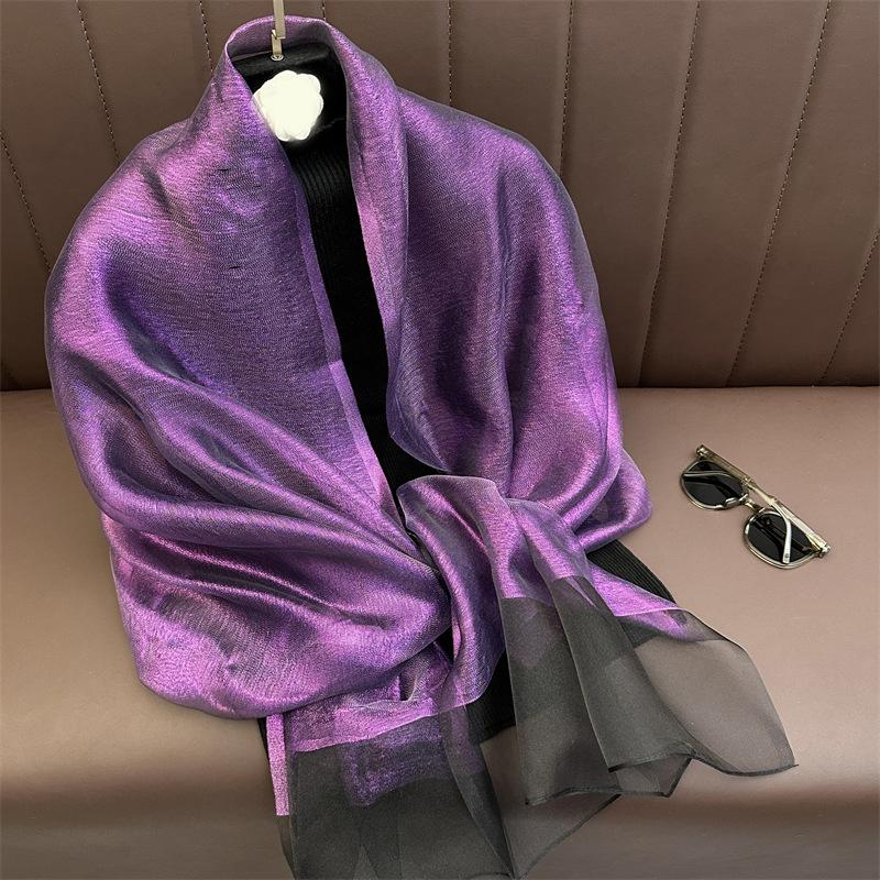 Silk Wool Scarf for Women Solid Scarves Shawls Wraps Pashmina Hijab Foulard Femme Beach Stoles Bandana Luxury Brand Poncho