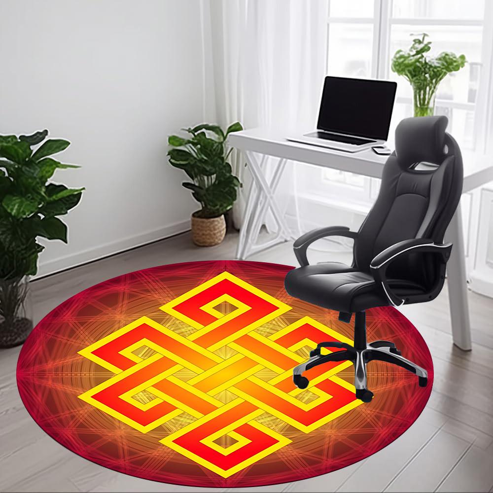 1pc Knot Symbol Chair Carpet for Office, Round Polyester Mat, Indoor Decor for Office, Washable Non-slip Carpet yy251219072