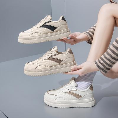 2025 Spring Little White Shoes New Korean Version Ins Female Students Platform Heightening Sports Board Shoes Casual Street Shooting