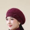 In The Elderly Rabbit Hair Knitted Hat Ladies Beret Fashion Thickened Warm Wool Hat