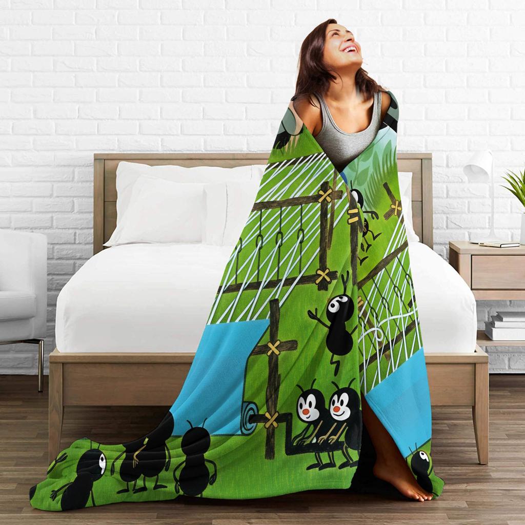 Cozy Throw Blanket Camping Czech Cartoon Krtek Mole Blanket  Flannel Bedspread For Living Room Casual Sofa Bed Cover