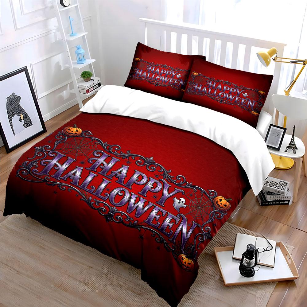 Happy Halloween Pumpkin Design Bedding Duvet Cover Set Duvet Cover Pillowcases (1*Duvet Cover 2*Pillowcases, without duvet insert)