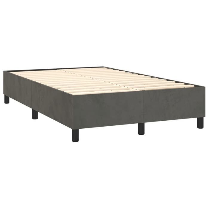 Cadre de lit avec matelas - Maison Exclusive - 120x200cm - Velours gris foncé - 2 places