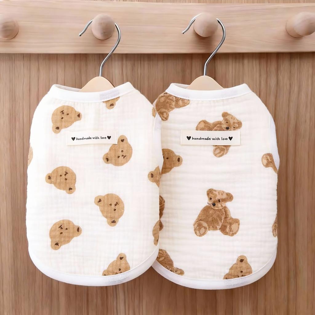 Sommer-Haustierkleidung, ärmellose Strickjacke aus reiner Baumwolle für Katzen, süße Weste, Sonnenschutzweste für Hunde, dünnes Anti-Haarausfall-Design