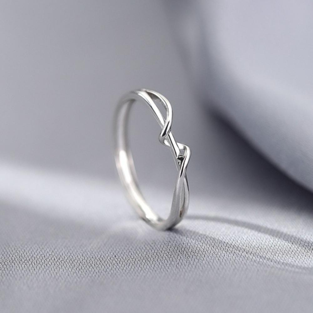 925 Silver Plated Open Ring for Women Geometric Minimalist Stackable Adjustable Silver Finger Ring opening adjustable