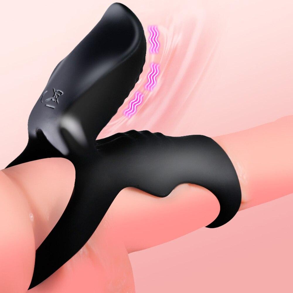 Penis Vibrating Ring for Men Silicone Cock Rings Scrotum Bind Delay Ejaculation Sex Toys  For Couples