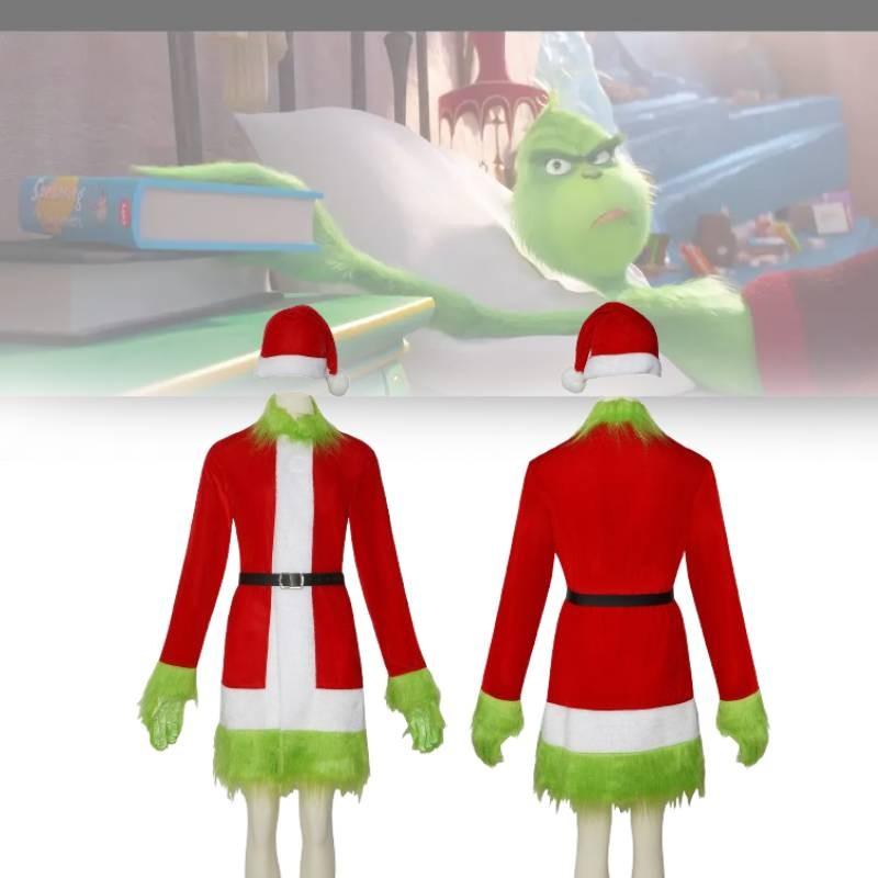 Festive Grinch Cosplay Costume For Christmas Parties Fun Velvet Fabric Unisex Sizes Xs To Xxxl