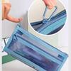 Double Layer Transparent Mesh Large Capacity Pen Bag Exam Special New Mesh Simple Double Layer High-Quality Aesthetic Pencil Storage Bag