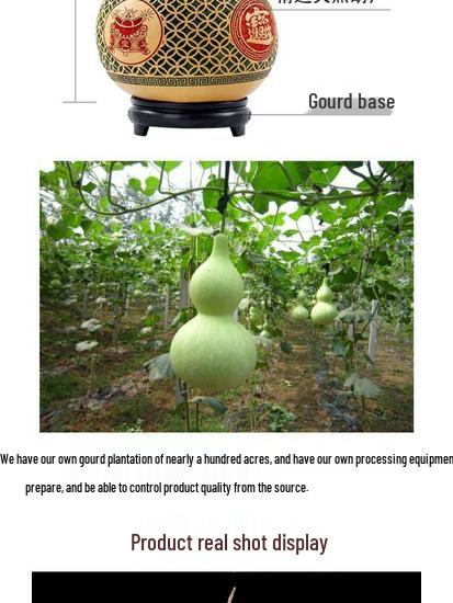 Chinese Knot Carved Gourd Pendant for Living Room Decoration or Gift