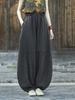 Women's Retro Ramie Sand-Washed Distressed Loose Lantern Pants for Meditation and Tai Chi