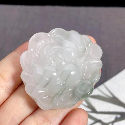 Collana con Ciondolo in Giada Loto Verde Naturale dello Xinjiang per Donna - Amuleto Portafortuna