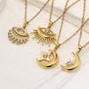 Retro Star Moon Evil Eye Pendant Titanium Steel Necklace European INS Trendy Zircon Inlaid Niche High-end Women Fashion Jewelry Holiday Gift