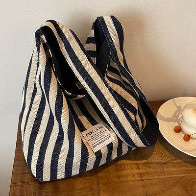 Large Capacity Striped Bag for Women New Fashion Commuter Tote Bag for Women Ins Fashionable One-shoulder Handbag for Women