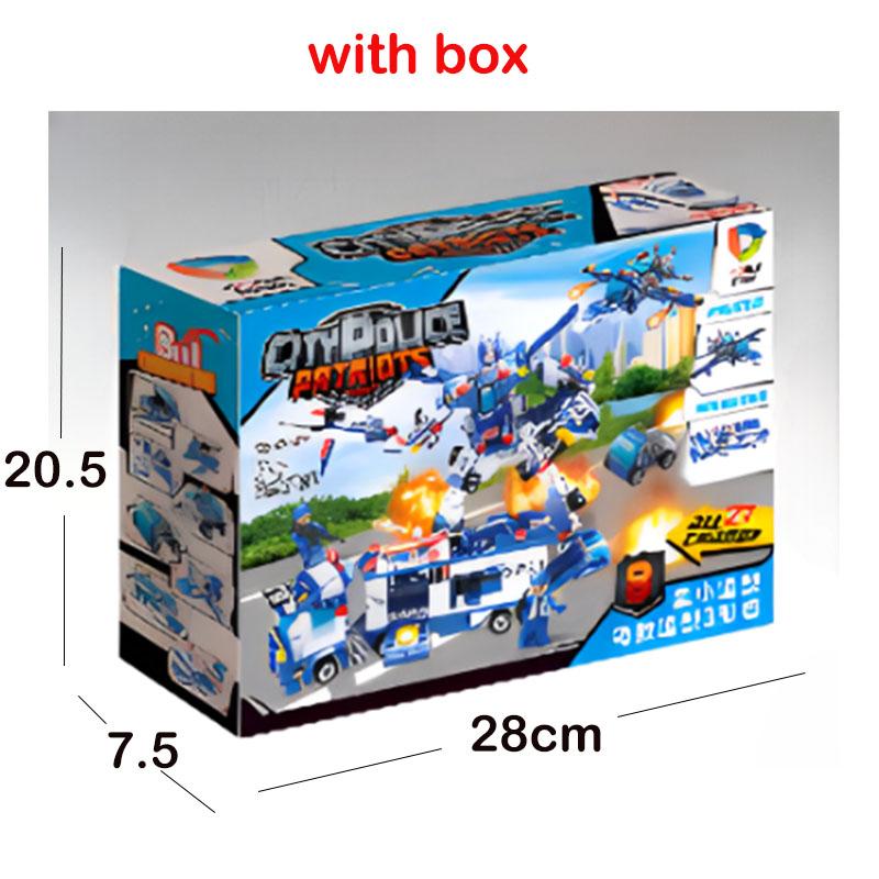 Serie 8in1 City Police Command Truck Building Blocks Policeman Robot Car Helicopter Model Bricks Toys for Children with Box