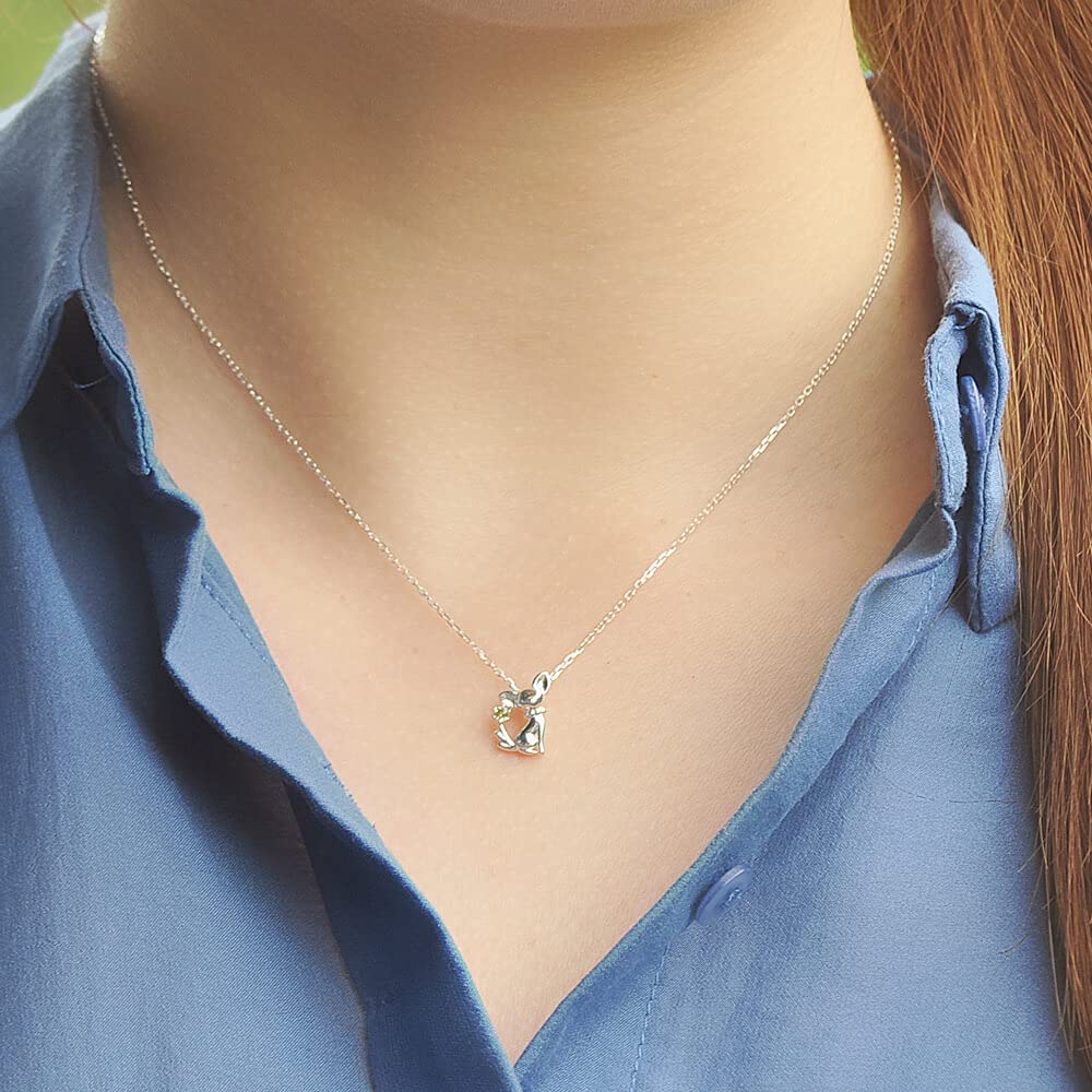 Future Choose Your Birthstone Necklace for Chihuahua Silver Pendant Angel Women, [Dog] (November Citrine)