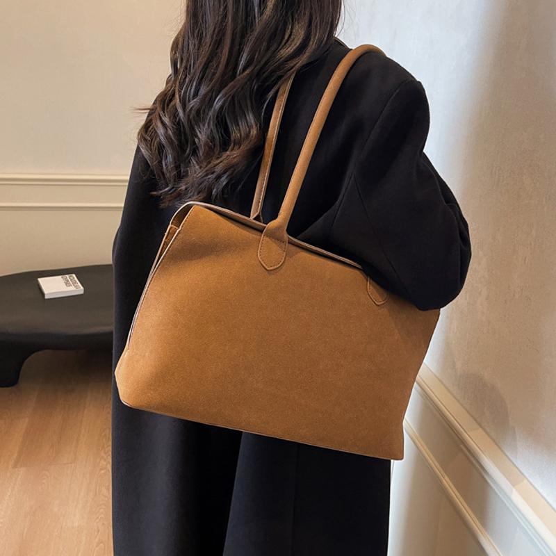 Solid Color Underarm Bag Trendy Satchel Bag Faux Suede Handbags Women Elegant Shoulder Bags Casual Totes Bag