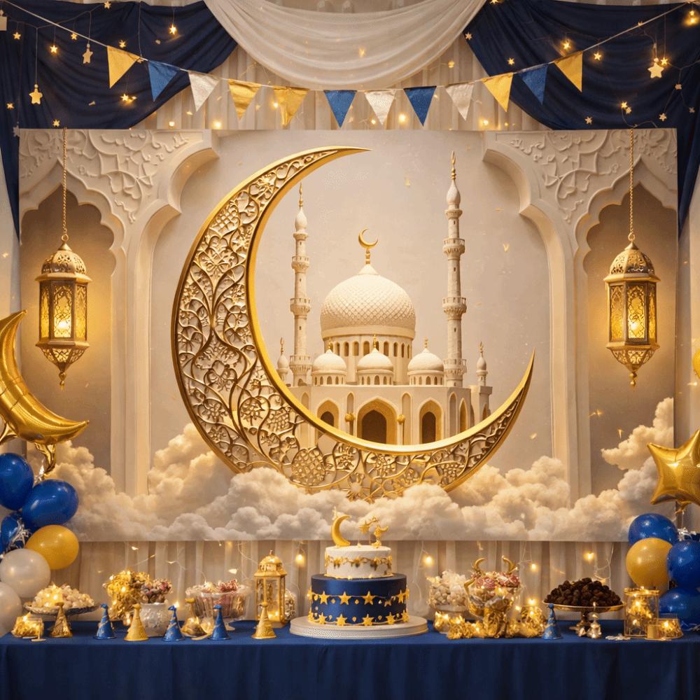 Elegant Design Ramadhan Mural Banner Durable Material Photography Background Cloth  Room Decoration